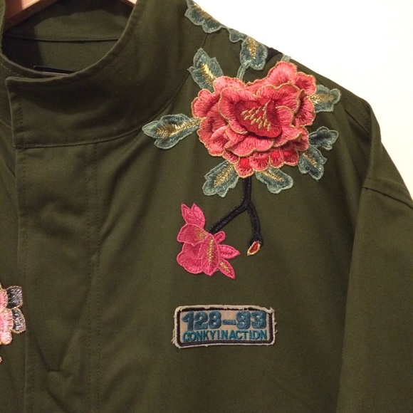 ZARA Embroidered Green Parka Jacket - M - Picture 8 of 8